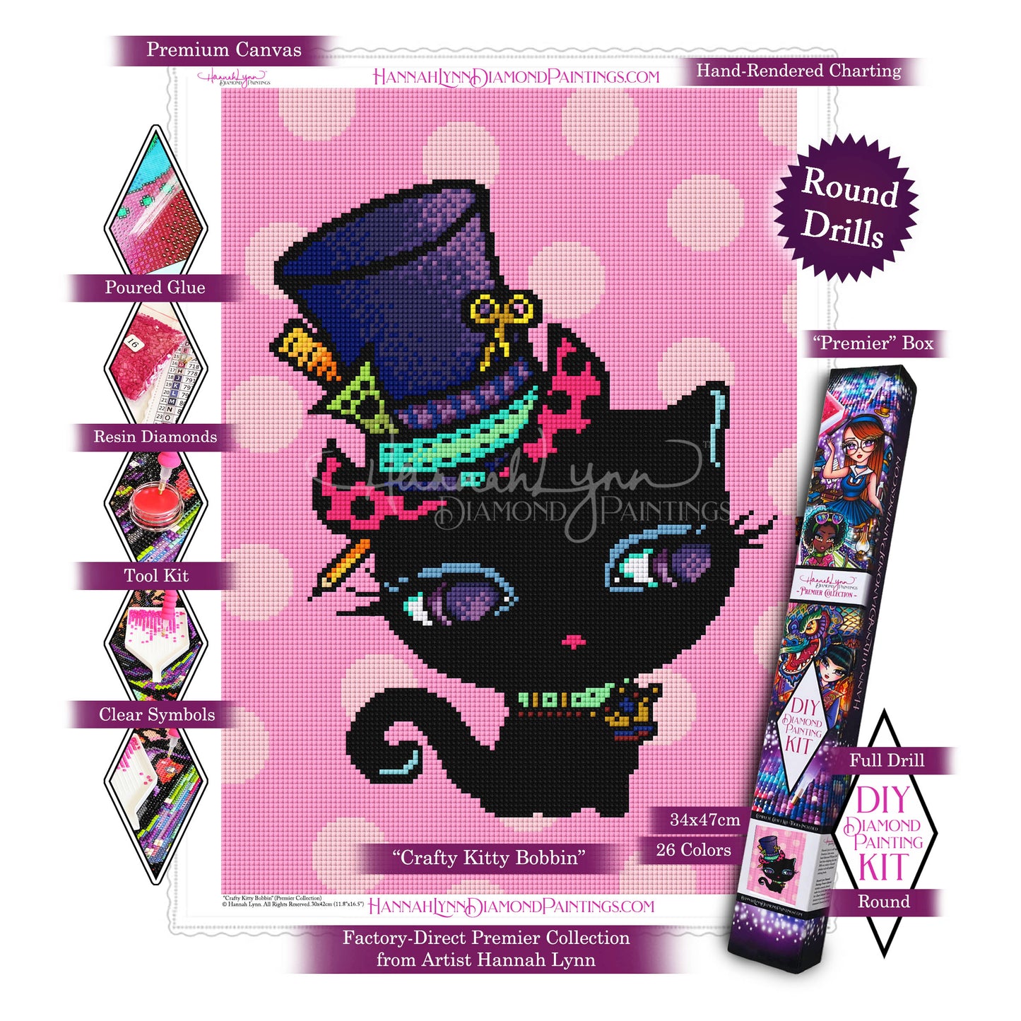Crafty Kitty Bobbin-Hannah Lynn Premier Collection™ (Square or Round)