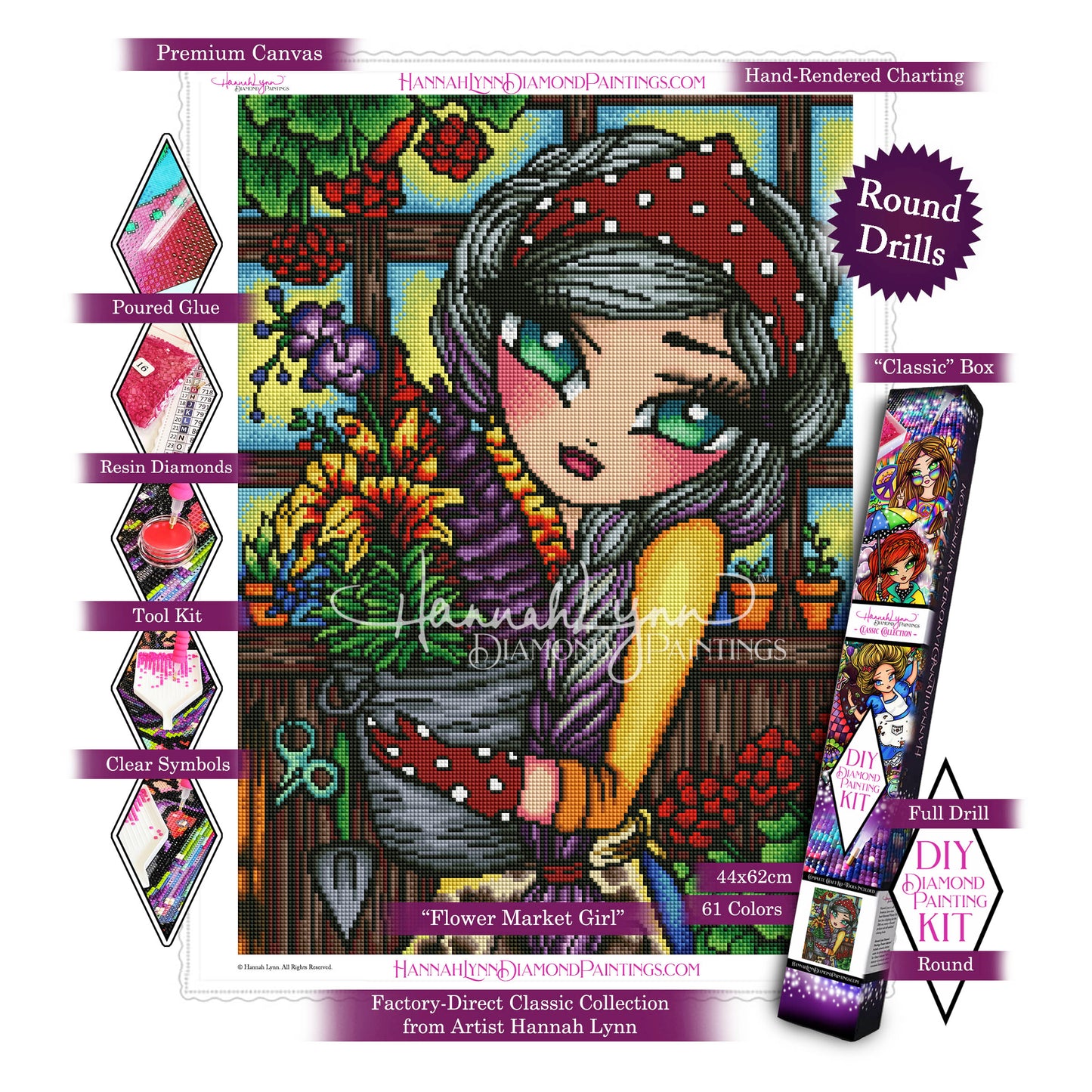 Flower Market Girl-Hannah Lynn Classic Collection™ (Square or Round)