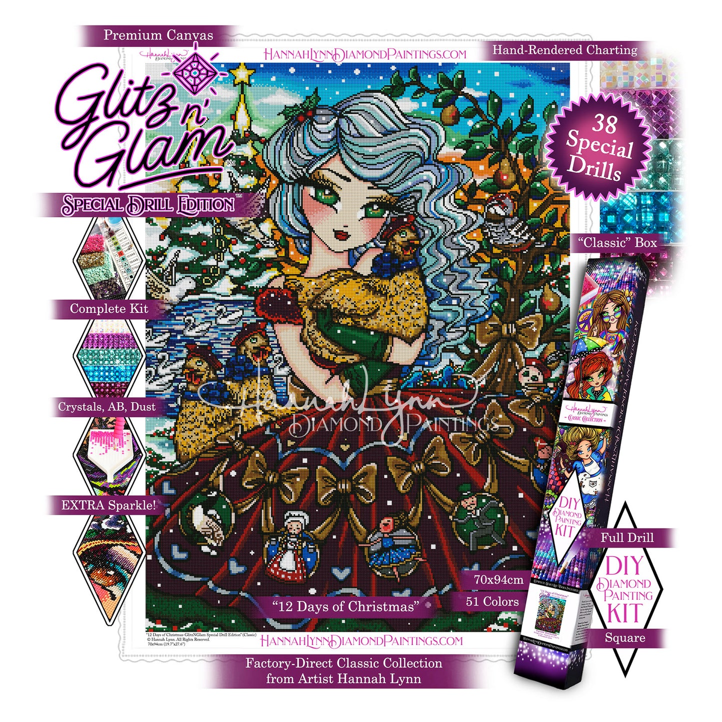 12 Days of Christmas-Hannah Lynn Classic Collection™ (Square Only)