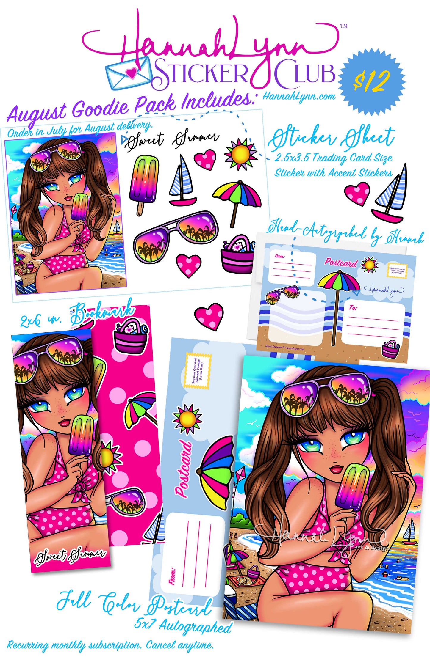 Hannah Lynn™ Sticker Club-Sweet Summer (Back Issue - August 2026)