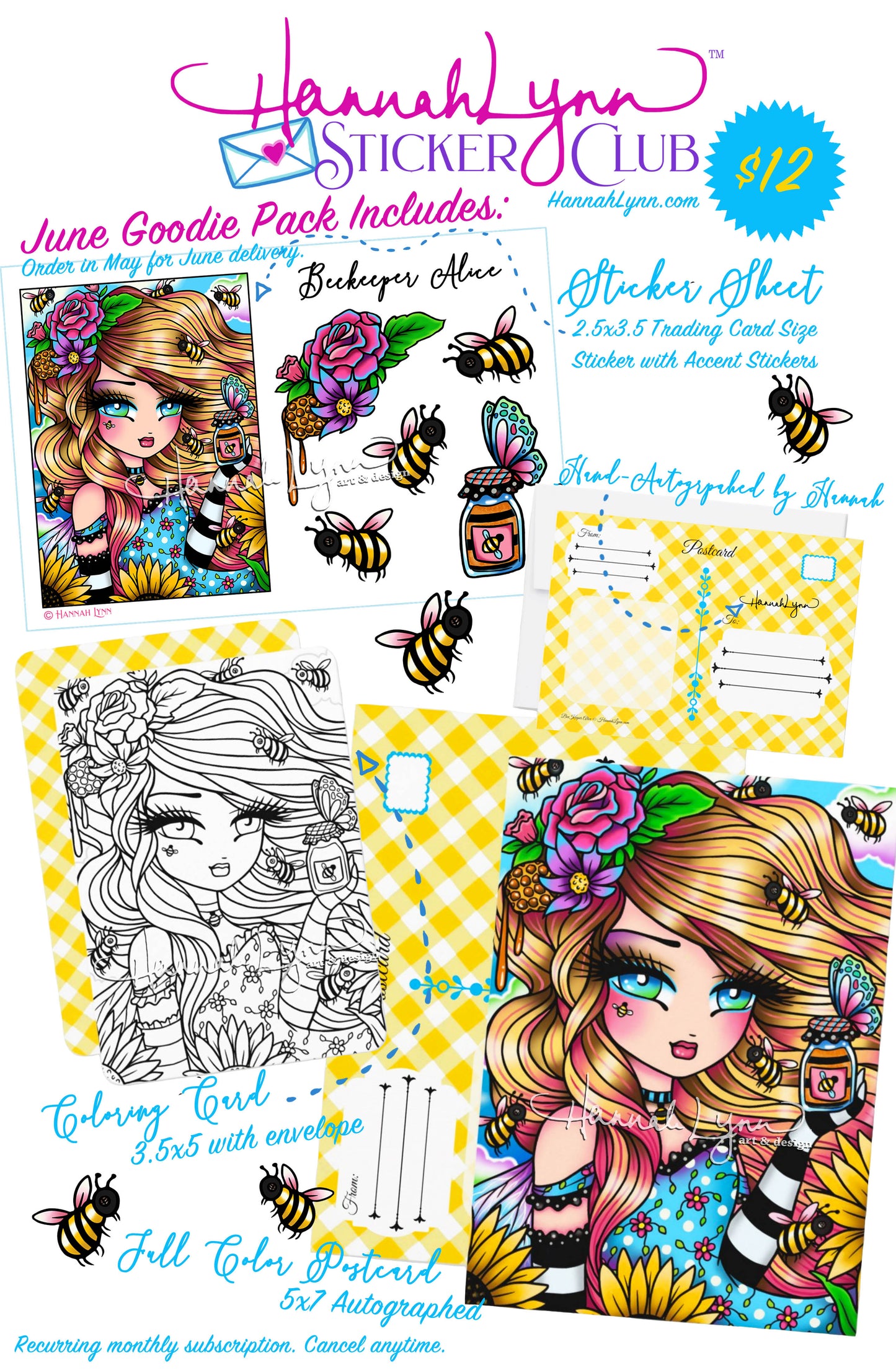 Hannah Lynn Sticker Club™-Beekeeper Alice (June 2026)