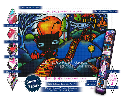 Kitty Bobbin's Halloween Party-Hannah Lynn™ Premier Collection (Square or Round)