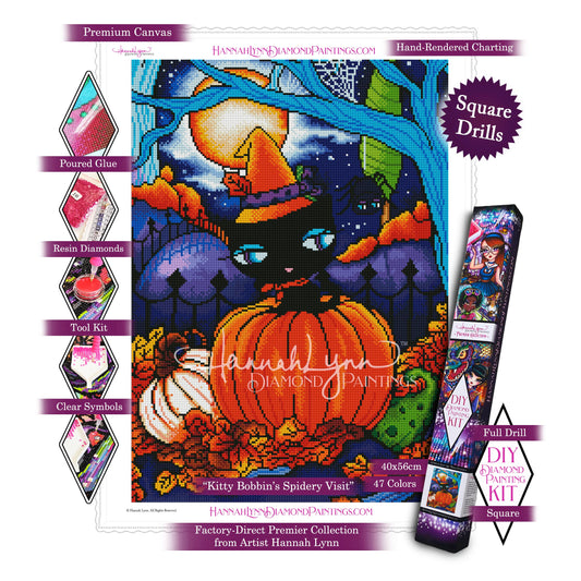 Kitty Bobbin's Spidery Visit-Hannah Lynn™ Premier Collection (Square or Round)